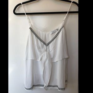 Flowy boho spaghetti-strap blouse tie-front